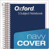 Wirebound Five-Subject Notebook, Wide/Legal Rule, Navy Cover, (175) 9.5 x 6 Sheets