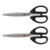 Stainless Steel Scissors, 7" Long, 2.64" Cut Length, Straight Assorted Color Handles, 2/Pack