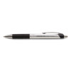 Comfort Grip Ballpoint Pen, Retractable, Medium 1 Mm, Black Ink, Silver/Black Barrel, Dozen
