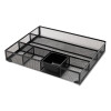 Metal Mesh Rotating Desktop Organizer, 8 Compartments, Metal Mesh, 6.5" Diameter x 6.13"h, Black
