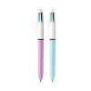 4-Color Multi-Color Ballpoint Pen, Retractable, Medium 1 Mm, Lime/Pink/Purple/Turquoise Ink, Assorted Barrel Colors, 2/Pack