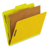 Reinforced Pressboard Classification Folders, 2/5-Cut Tab, Expands 1.75", 1 Divider, 4 Fasteners, Letter Size, Yellow, 10/Box
