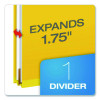Reinforced Pressboard Classification Folders, 2/5-Cut Tab, Expands 1.75", 1 Divider, 4 Fasteners, Letter Size, Yellow, 10/Box
