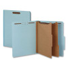 Pressboard Top Tab Classification Folders, 2/5-Cut Tab, Expands 2.5", 2 Dividers, 6 Fasteners, Letter Size, Light Blue, 10/Bx