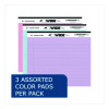 Wide Landscape Format Writing Pad, Medium/College Rule, (40) Assorted Color 11 x 8.5 Sheets, 3/Pack