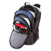 Ibex Laptop Backpack, Fits Devices Up To 17", Ballistic Polyester, 14.6 x 11 x 18.5, Black/Blue/Gray
