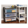 Three-Drawer Durable Storage Cart, Plastic, 22 x 15.69 x 25.48, Clear/Black