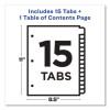 Customizable Toc Ready Index Multicolor Tab Dividers, 15-Tab, 1 To 15, 11 x 8.5, White, Traditional Color Tabs, 1 Set