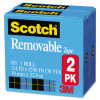 Removable Tape, 1" Core, 0.75" X 36 Yds, Transparent, 2/Pack