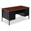 Double Pedestal Steel Desk, 60" x 30" x 29.5", Mocha/Black, Black Legs