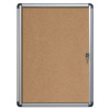 Slim-Line Enclosed Cork Bulletin Board With One Door, 28" x 38", Tan Surface, Satin Aluminum Frame