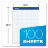Quad Double Sheet Pad, Quadrille Rule (4 Sq/In), (100) White 8.5 x 11 Sheets