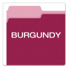 Colored File Folders, 1/3-Cut Tabs: Assorted, Letter Size, Burgundy/Light Burgundy, 100/Box