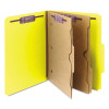 Pressboard Top Tab Pocket Classification Folders, Expands 2", 2 Dividers, 6 Safeshield Fasteners, Letter Size, Yellow, 10/Box