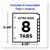 Insertable Big Tab Plastic 1-Pocket Dividers, 8-Tab, 11.13 X 9.25, Assorted, 1 Set