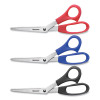 All Purpose Value Stainless Steel Scissors, 8" Long, 3" Cut Length, Offset Assorted Color Handles, 3/Pack