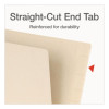 Manila End Tab Folders, Straight Tabs, Letter Size, 0.75" Expansion, Manila, 100/Box