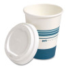 Paper Hot Cup And Plastic Dome Lid Combo, 12 Oz, White/Blue, 500/Carton