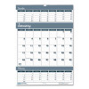 Bar Harbor Recycled Wirebound 3-Months-Per-Page Wall Calendar, 12 x 17, White/Blue/Gray, 14-Month: Dec 2025 To Jan 2027