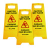 Bilingual Caution Wet Floor Sign, 11.8 x 0.7 x 24.6, Yellow, 3/Carton