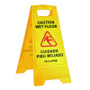 Bilingual Caution Wet Floor Sign, 11.8 x 0.7 x 24.6, Yellow, 3/Carton