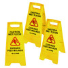Bilingual Caution Wet Floor Sign, 11.8 x 0.7 x 24.6, Yellow, 3/Carton
