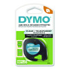 Letratag Plastic Label Tape Cassette, 0.5" x 13 Ft, Black On Clear, 6/Pack