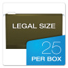 Extra-Capacity Reinforced Hanging File Folders With Box Bottom, 2" Capacity, Legal Size, 1/5-Cut Tabs, Green, 25/Box