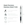 F-301 Ballpoint Pen, Retractable, Fine 0.7 Mm, Black Ink, Stainless Steel/Black Barrel, Dozen