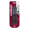 Air Porous Gel Pen, Stick, Medium 0.7 Mm, Black Ink, Black Barrel, 3/Pack