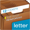Heavy-Duty Expanding File With Reinforced Flap, 12 Sections, Elastic Cord Closure, 1/3-Cut Tabs, Letter Size, Redrope