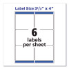 Shipping Labels W/ Trueblock Technology, Laser Printers, 3.33 X 4, White, 6/Sheet, 25 Sheets/Pack