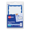 Printable Adhesive Name Badges, 3.38 X 2.33, Blue Border, 100/Pack