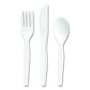 Mediumweight Plastic Cutlery, Fork/Knife/Spoon, Plastic, White, 100/Pack