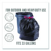Drawstring Heavy-Duty Trash Bags, 33 Gal, 1.1 Mil, 37" X 33", Black, 30/Box
