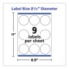 Round Print-To-The Edge Labels With Surefeed, 2.5" Dia, Glossy White, 90/Pk