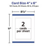 Printable Postcards, Laser, 80 Lb, 4 x 6, Matte White, 100 Cards, 2/Cards/Sheet, 50 Sheets/Box