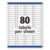 Removable Multi-Use Labels, Inkjet/Laser Printers, 0.5 X 1.75, White, 80/Sheet, 25 Sheets/Pack