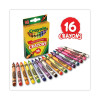 Classic Color Crayons, Peggable Retail Packaging, Regular Size, 0.31" x 3.63", 16 Assorted Colors, 16/Pack