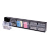 Tilt Bin Interlocking Multi-Bin Storage Organizer, 6 Sections, 23.63" X 3.63" X 4.5", Black/Clear