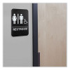 Indoor/Outdoor Restroom Sign With Braille Text And Wheelchair, 6" x 9", Black Face, White Graphics, 3/Pack