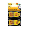 Arrow Message 1" Page Flags, "Sign Here", Yellow, 50 Flags/Dispenser, 2 Dispensers/Pack