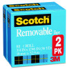 Removable Tape, 1" Core, 0.75" X 36 Yds, Transparent, 2/Pack