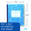 Grade School Ruled Composition Book, Grade 2 Manuscript Format, Blue Marble Cover, (50) 9.75 x 7.75 Sheets