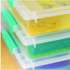 Latch Lid Storage Box, 2.3 Gal, 14 x 11 x 3.5, Clear Bin/Seafoam Latches