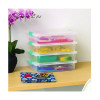 Latch Lid Storage Box, 2.3 Gal, 14 x 11 x 3.5, Clear Bin/Seafoam Latches