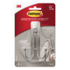 Adhesive Mount Metal Hook, Large, Double Hook, Brushed Nickel Finish, 4 Lb Capacity, 1 Hook And 2 Strips
