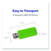 Pinstripe Usb 3.0 Flash Drive, 32 Gb, Assorted Colors, 5/Pack