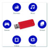 Pinstripe Usb 3.0 Flash Drive, 32 Gb, Assorted Colors, 5/Pack