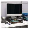 Two-Tier Metal Mesh Monitor Stand Laptop Riser, For 30" Monitors, 15.75 x 11.75 x 4.5, Black, Supports 30 Lb